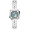 Orologio quadrato in acciaio argento con quadrante blu nebbia e numeri romani - Cinturino in Acciaio Argento Quadrante Blu Chiaro