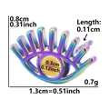 Detail view of colorful eye-shaped stud earring with specific size and weight dimensions - Eye Shape (D8-R-Rainbow) / Rainbow