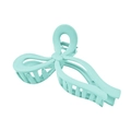 Detail view of large mint green bow-shaped hair claw with matte finish and metal spring - 6# Large Bow Hair Claw - Cyan