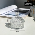 European crystal glass heart jar for jewelry storage with 8cm diameter and lid - Clover Storage Jar (G086-0001)