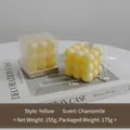 Yellow bubble cube scented candle in chamomile fragrance with minimalist gift box - Yellow (Chamomile) Shrink Wrapped
