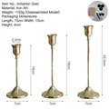 Three gold Nordic iron candlesticks in 16cm, 19cm, and 22.5cm heights for home decor - Bell Style Large, Medium and Small Combination / Imitation Gold