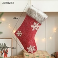 Calza di Natale rossa con fiocchi di neve bianchi e bordo in finta pelliccia grigia - Grande / Rosso