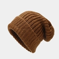 Gorro de punto marrón cálido y cómodo para mujer accesorios de moda de invierno - Liso / Marrón