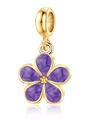 Colgante de flor violeta con baño de oro y esmalte para la creación de joyas artesanales - Estilo Colgante con Pétalos Violetas Dorada (MDF778)