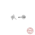 Minimalist S925 sterling silver star stud earring with flat back threadless design - #10 Octagram Star / White Gold