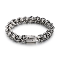Retro punk skull link bracelet in vintage silver finish made of stainless steel for men - Antique Silver (KB170053-KJX)