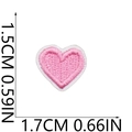 Detailed size view of pink heart embroidery patch measuring 1.5cm by 1.7cm - Pink Heart Style