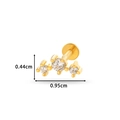 Golden curved flower ear stud with three sparkling zircons and a flat back base - Triple Stone Arc (0159-9#) / Gold Yellow