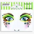 St. Patrick's Day face art stickers with green clovers and glitter rhinestones 22pcs - Clover Double Lips Horseshoe