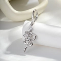 Silver snake-shaped earring with snowflake crystal accents for a sleek punk look - A846-Snowflake Snake Shape (Single Piece)