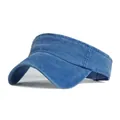 Blue washed cotton sun visor hat with vintage denim texture for summer outdoor sports - Blue