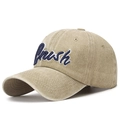 Cappellino da baseball in velluto a coste kaki con ricamo Crush blu e sei pannelli - Regolabile / Beige
