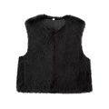 Gilet in ecopelliccia nero intenso con trama a pelo lungo e scollo a V - Nero