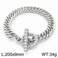 Bracciale in acciaio con chiusura OT e maglie grosse, lunghezza 200mm e larghezza 9mm - Bracciale con Chiusura Martellata (KB165891-ZZ) / 200mmx9mm