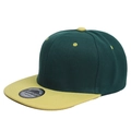 Hip-hop snapback hat in dark green crown and yellow flat brim with six-panel structure - M (56-58cm) / Dark Green Top Yellow Brim