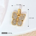 Golden butterfly pendant with micro-pave zircons, measuring 1.5 cm by 2.0 cm - SMP54289-Gold Hollow Pave Butterfly Pendant