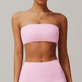 Pink seamless two-piece yoga set with a high-waisted legging and tube sports bra top - M / Sakura Pink