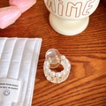 Mini transparent hair claw clip with elegant faux pearls on a warm wooden background - No. 32 Round Small Beads 4cm