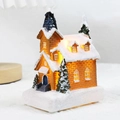 Miniature resin Christmas church with warm LED lighting and snow-covered roof decoration - 2023 Resin Style C-Church
