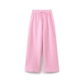 Pink wide-leg jogger pants with high-waisted drawstring and front seam detail - Pink Pants