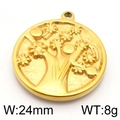 Golden round Tree of Life pendant in stainless steel, 24mm size for jewelry making - Gold Round Tree of Life (KLJ5803-Z)