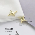 Macro shot of 19x14mm gold star charm connector for DIY jewelry on white silk - Gold Four-Pointed Star Accessory (4637#)