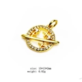 Gold star planet pendant with micro-set zircon crystals, 15x13mm size for jewelry making - Planet (7#)