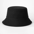 Close-up of black cotton twill bucket hat brim with parallel reinforced stitching detail - Black
