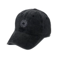 Vintage washed charcoal cotton baseball cap featuring sun and moon embroidery - 58cm (Adjustable) / Black