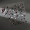 Gothic nagelstickers met 3D-spinnen, metalen rozen en kristallen kruisontwerpen - CO-368 Schelplicht + Kristalboor Stijl