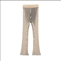 Striped knit trousers in beige and black vertical stripes with elastic waistband - S / Striped Pants