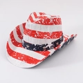 Detail of western cowboy hat with American flag pattern and silver star metallic accents - 56-58cm / Flag Style 5