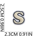 Detailed embroidery of letter S patch with navy blue border and dimensions 2.5cm by 2.3cm - S (Beige)