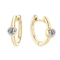 Minimalist S925 sterling silver hoop earrings with 0.30ct moissanite in gold finish - Bezel Set Single Stone / K Yellow Gold