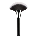 Large fan-shaped highlighter makeup brush with soft black and white bristles - Large Black Handle Fan Brush