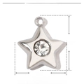 Technical drawing showing 10mm stainless steel star pendant dimensions with rhinestone - Star Inlaid