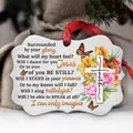 Cloud-shaped acrylic Christmas ornament with cross and religious verse on a red string - Cloud Shape-Faith Verses