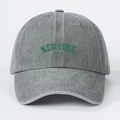 Deep grey washed cotton baseball cap with New York USA embroidery and curved brim - Adjustable / Gray