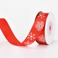 Red Christmas ribbon with white snowflake print on a cardboard spool for gift wrapping - Polyester Snowflake (Red) / 2cm*10 Yards/Roll