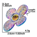 Rainbow stainless steel flower earring detail with precise dimensions and weight - Clover Shape (D81-R-Rainbow)