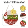 Spring mushroom gnome welcome wooden door sign with bow and floral cutout 29cm diameter - Red Gnome Mushroom Style (M26Y90088_Q)