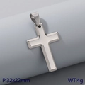 Colgante cruz de acero titanio plateado pulido medida 32x22mm peso 4g - Solo Colgante / Color Acero