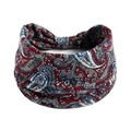 Bandeau élastique bohème rouge foncé avec motifs paisley pour yoga et fitness - Rouge et Bleu Paisley (#101)