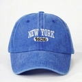 Gorra de béisbol de algodón lavado azul con bordado New York 1625 de estilo deportivo retro - Azul Real