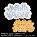 Silicone mold for Happy Birthday letters with gold heart cake topper finish - Translucent
