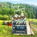 Détail de plaque métallique de camping vintage avec montagnes et canoë en forêt - 73X95CM (Modèle à boucle amélioré) / Aventure en canoë (ZJ1019-17)