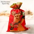Red 33x55cm Christmas reindeer gift bag with plush decoration and XMAS embroidery - Reindeer Gift Bag (Large) / 33*55 cm