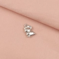 Polished stainless steel mouse charm pendant on soft pink fabric background for DIY jewelry - Mouse (6#)