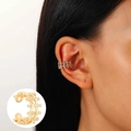 Elegant gold-plated double-layer ear cuff with shimmering white zircon stones - Double Layer Woven Zirconia Style (N-996)